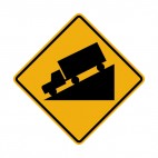 Steep hill ahead warning sign, decals stickers
