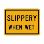 Slippery when wet warning sign, decals stickers