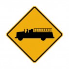 Fire truck warning sign, decals stickers
