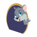 Mouse coming out of mouse hole smiling, decals stickers