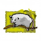 White possum on a twig, decals stickers