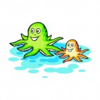 Green and brown octopuses, decals stickers