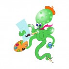 Green octopus painting, decals stickers