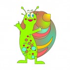 Snail with devil and peace hand signs, decals stickers