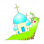 Snail with churches on his back, decals stickers
