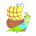 Snail with boat on his back, decals stickers
