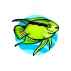 Green goldfish underwater, decals stickers
