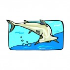 White hammerhead shark underwater, decals stickers