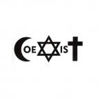 COEXIST muslim jew christian, decals stickers