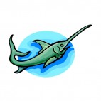 Green sawfish underwater, decals stickers