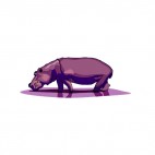 Purple hippopotamus walking trough water, decals stickers