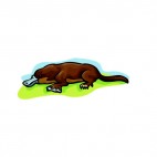 Platypus walking on grass, decals stickers