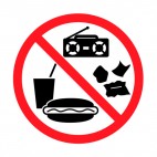 No food radio or litter allowed sign, decals stickers