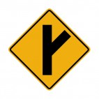 3 way intersection right side warning sign, decals stickers