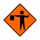 Flagman ahead sign, decals stickers