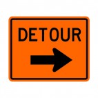 Detour to the right sign, decals stickers