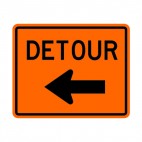 Detour to the left sign, decals stickers