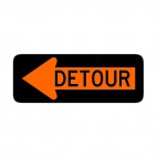 Detour to the left sign, decals stickers