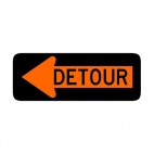 Detour to the left sign, decals stickers