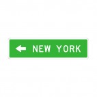 Going to New York turn left sign, decals stickers