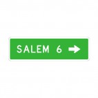 Distance to Salem 6 miles turn right sign, decals stickers