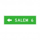 Distance to Salem 6 miles turn left sign, decals stickers