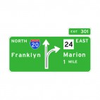 Direction and distance to Franklin and Marion sign, decals stickers