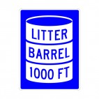 Litter barrel at 1000 FT sign, decals stickers