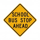 School bus stop ahead warning sign, decals stickers
