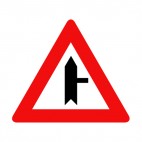 Right 3 way intersection warning sign, decals stickers