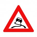 Road is slippery when wet warning sign , decals stickers