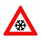Snowflake warning sign, decals stickers