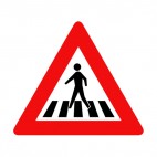 Pedestrian crossing warning sign , decals stickers