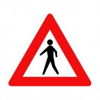 Pedestrians warning sign, decals stickers