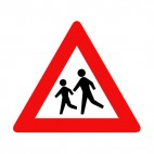 Pedestrians warning sign, decals stickers