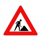 Construction warning sign, decals stickers
