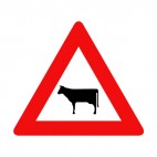 Cow warning sign, decals stickers
