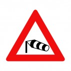Crosswind warning sign, decals stickers