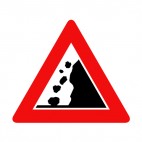 Rock slide warning sign, decals stickers