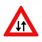 Two way traffic warning sign , decals stickers