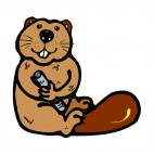 Brown beaver smiling, decals stickers