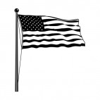 United States flag  on a pole waving, decals stickers