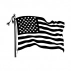 United States flag on a pole waving, decals stickers