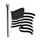 United States flag on a pole waving, decals stickers