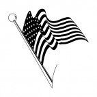 United States flag  on a pole waving, decals stickers
