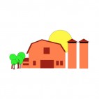 Beige barn wand silos with sun in the backround, decals stickers