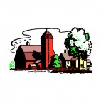 Red barn with red silo and house, decals stickers