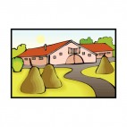 Farm with haystacks, decals stickers