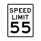 Speed limit 55 miles per hour sign, decals stickers