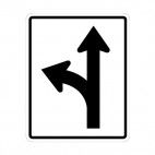 Turn left or go straight sign, decals stickers